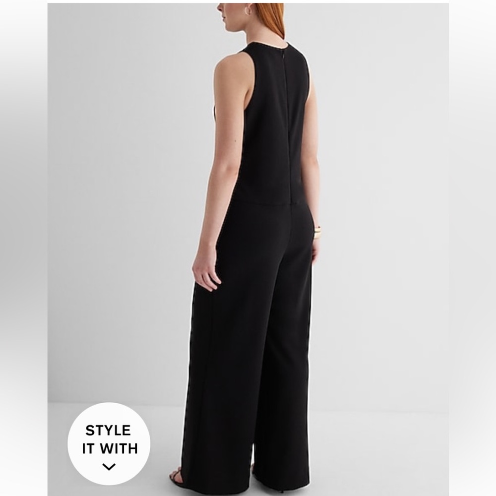 Crew neck sleeveless wide leg jumpsuit